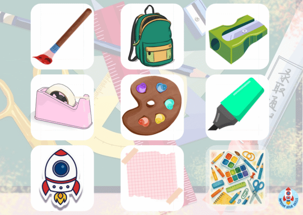 School Supplies – zestaw materiałów do nauki języka angielskiego dla dzieci w wieku od 1 do 10 lat - obrazek 9