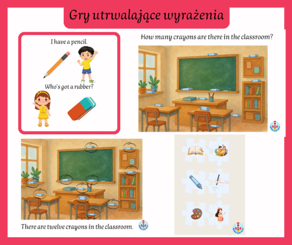 School Supplies – zestaw materiałów do nauki języka angielskiego dla dzieci w wieku od 1 do 10 lat - obrazek 5